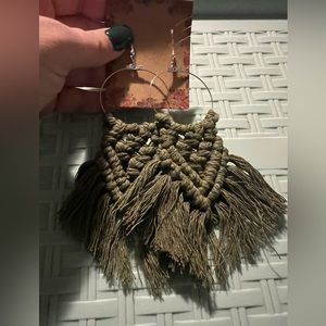 Macrame Earrings-Forest Green